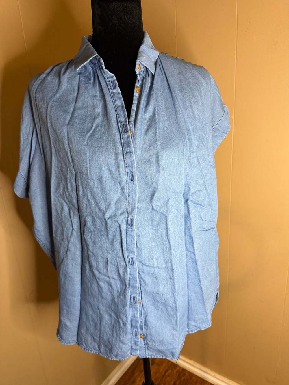 Madewell Central Button Front Chambray Cotton Shirt Blouse Top S